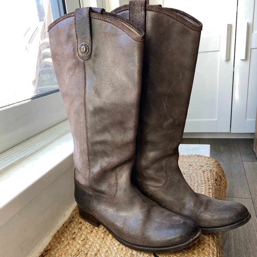 FRYE Melissa suede grey-brown riding boots, size 11, worn once